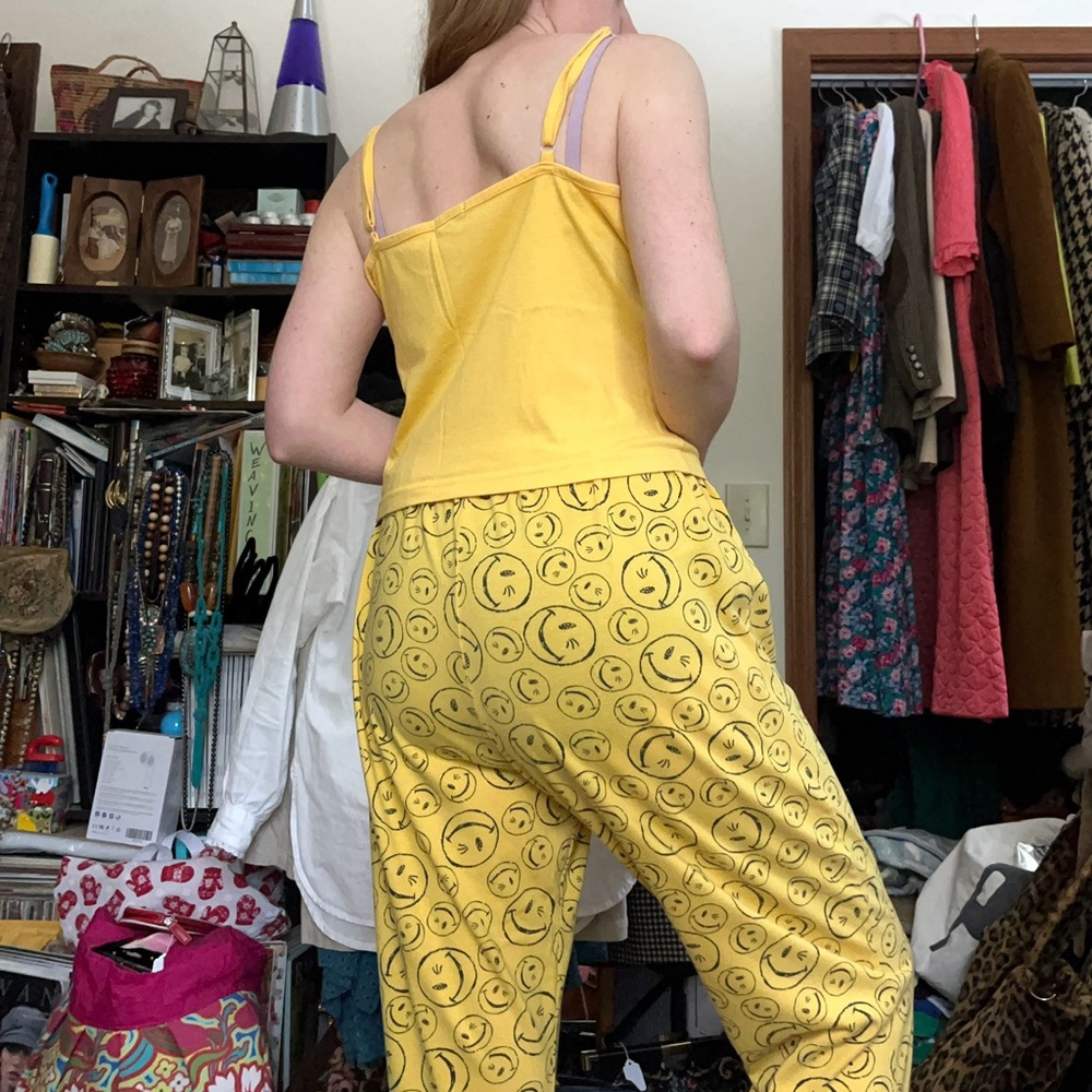 90s Joe Boxer Smiley Face Pajamas 2-Piece Set Womenโs Size XL - Picture 7 of 15